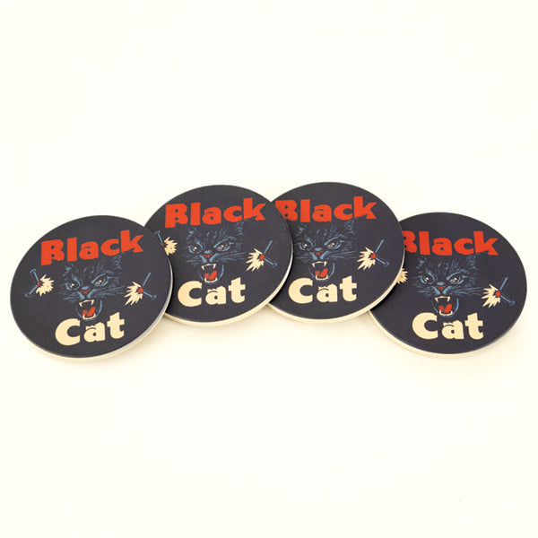 Black Cat® CoasterStone Absorbent Stone Coaster - 4 Pack (4")